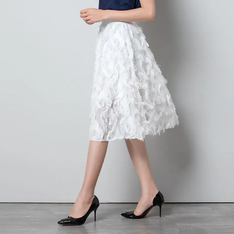 Vangull Женская юбка, милая элегантная юбка с эластичной резинкой на талии, летняя новая юбка с высокой талией размера плюс, шифоновая однотонная Пышная юбка трапециевидной формы с кисточками