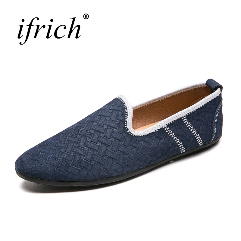 

Ifrich 2018 New Leather Fashion Flat Shoes for Men Slip on Black Man Genuine Leather Shoes Comfortable Man Casual Loafers