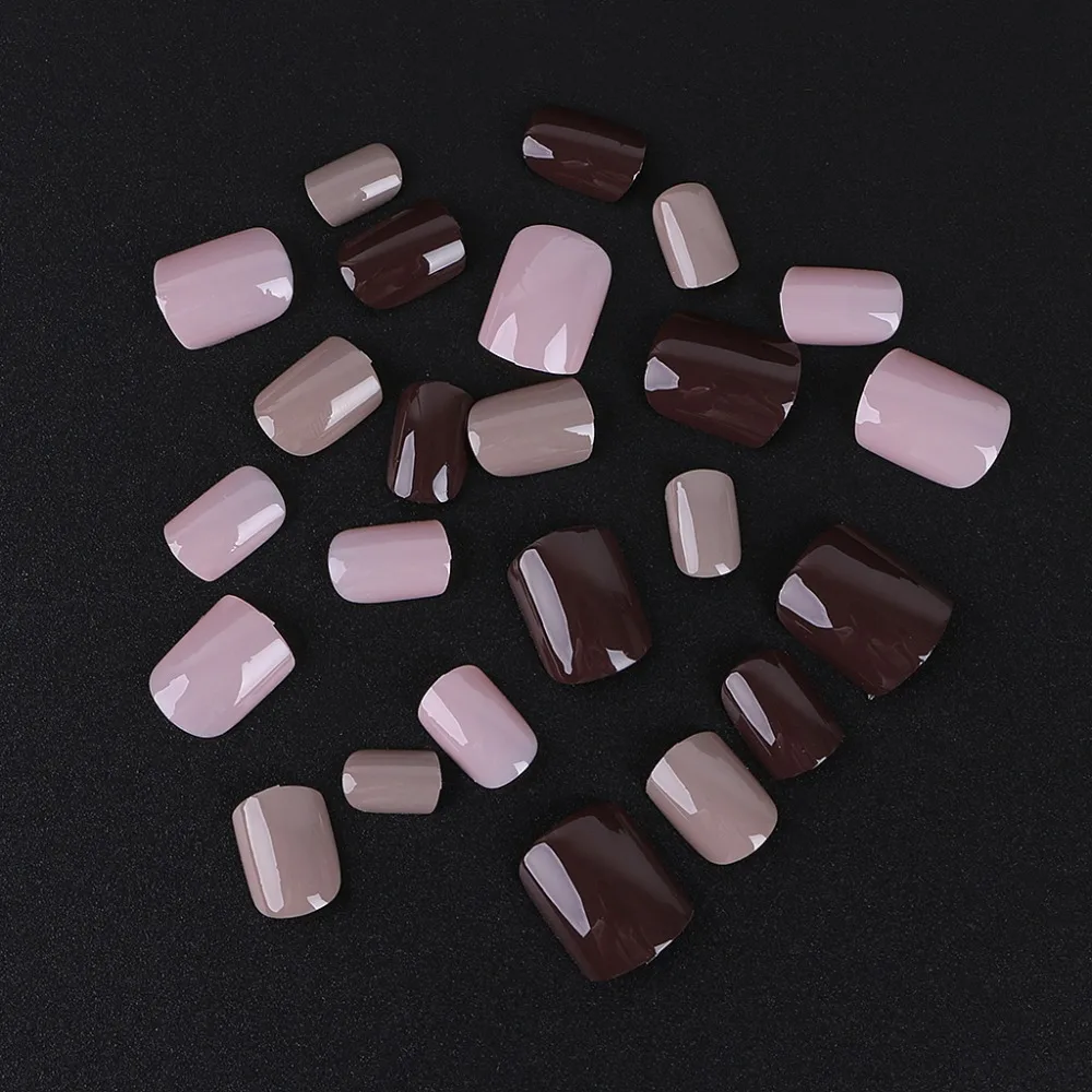 24Pcs/Set Beautiful Full Nail Tip Short Smooth False Nails ...