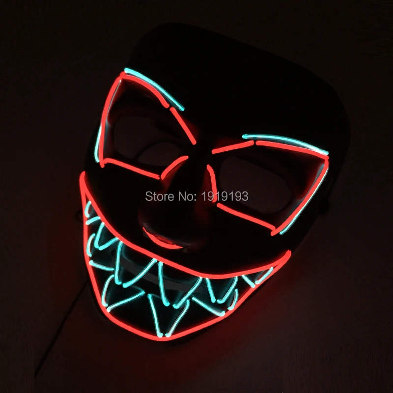 

New Arrival Festival Party Mask Wild Characters Led Glow Robot Scary Mask Cosplay Holiday EL Jagged Evil Mask