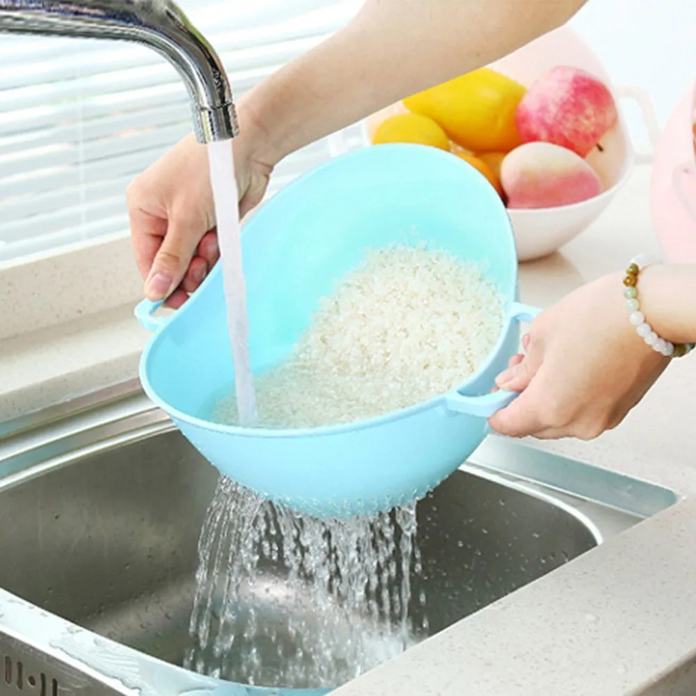 

Wonderful Double Handle Rice Washing Machine Basket Kitchen Basket Rice Wash Sieve Strainer Kitchen Tool Helper