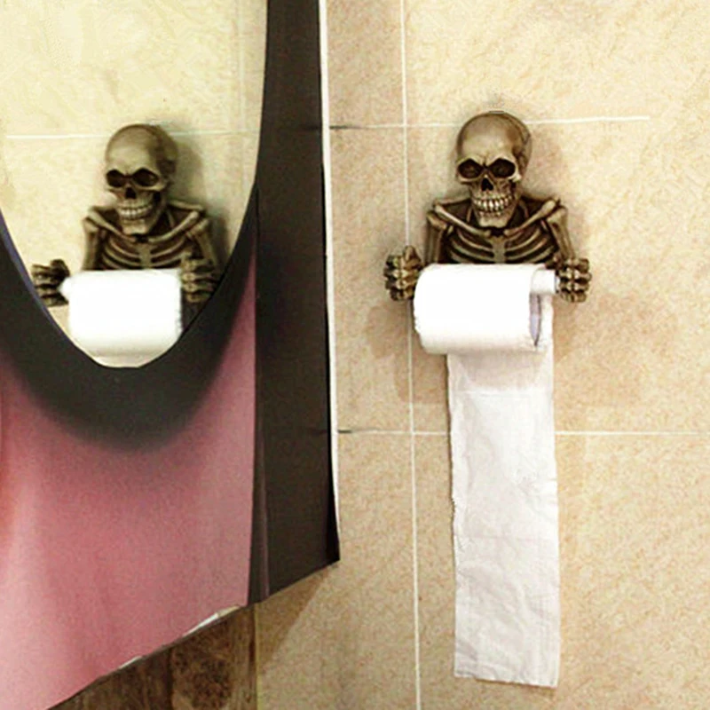 Creative Skull Toilet Paper Holder Wall Mount Tissue Box Paper Roll Holder 3D Sanitary Storage Bar Bathroom Organizer toilet paper holder,toilet paper rack,toilet roll holder