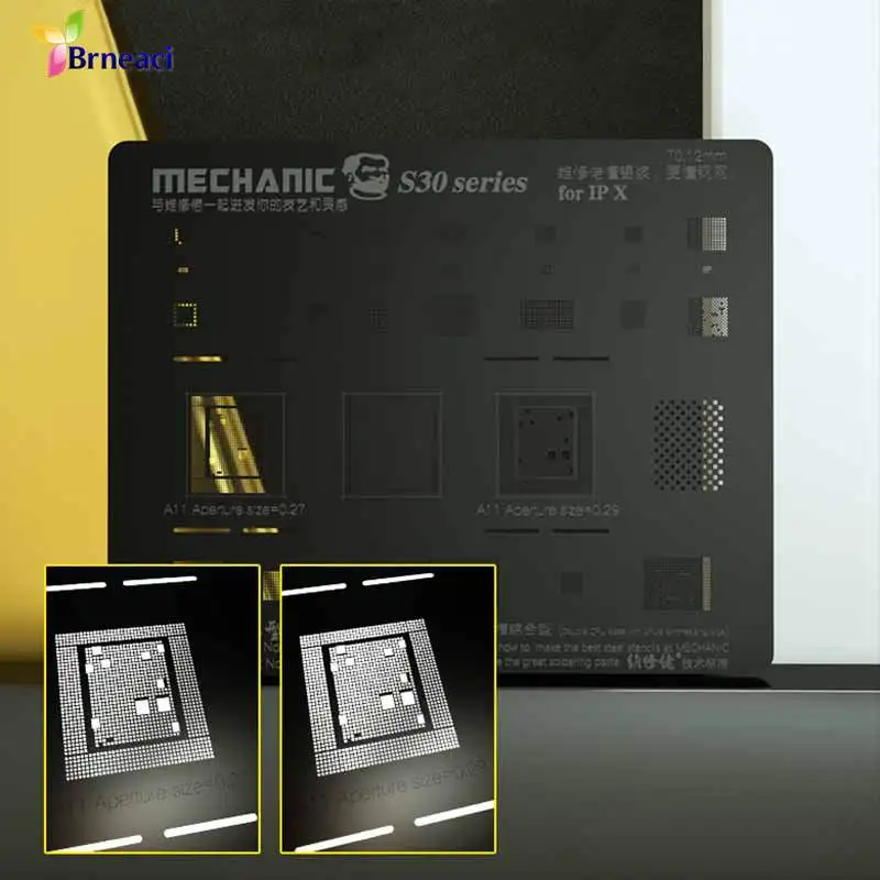 

MECHANIC BGA Template Plant Tin Black Net For iPhone 5 6 6P 7 7P 8 X XS XR MAX CPU Main Board Back Ball Stencil Tin Planting Net