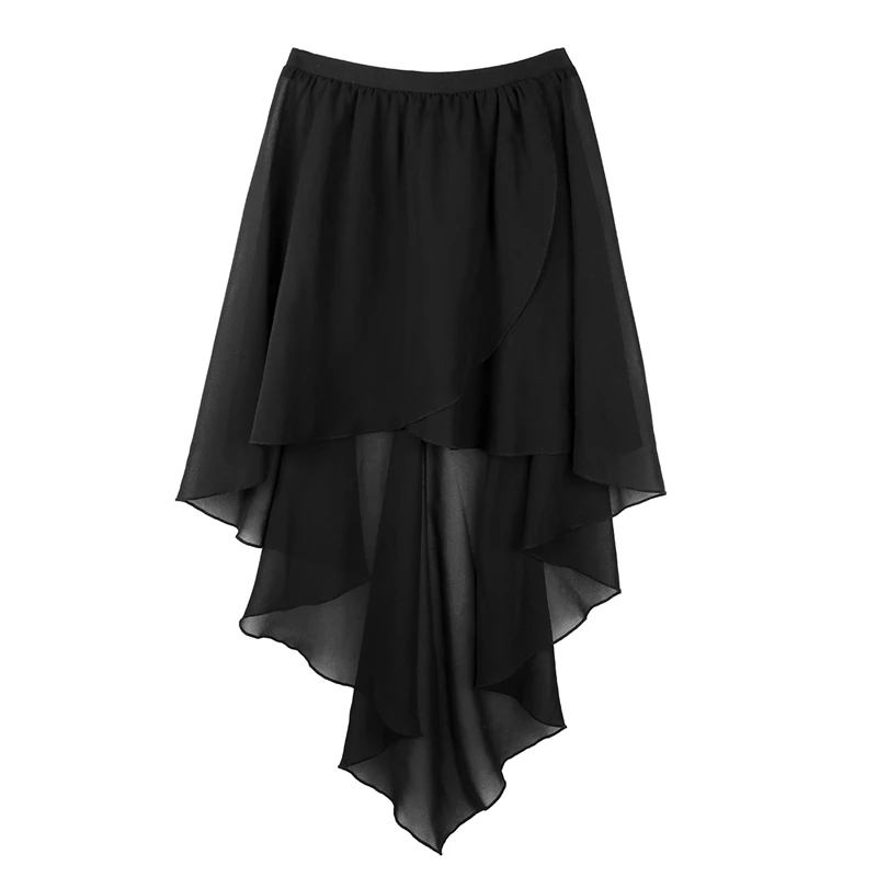 YiZYiF Для женщин дамы Сторона-Dip Асимметричный шифоновая юбка костюмы для танцев и балета для взрослых Производительность танцевальный
