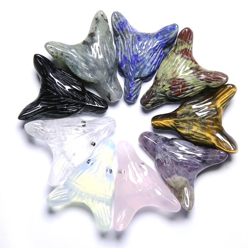 

1 pc Wolf Head Statue Pendant Natural Colorful Stone Crystal Quartz Carved Necklace Handmade Wolf Head Animal Home Decoration