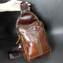 Мужская Натуральная масло воск кожа винтажная Грудь крест тела мессенджер