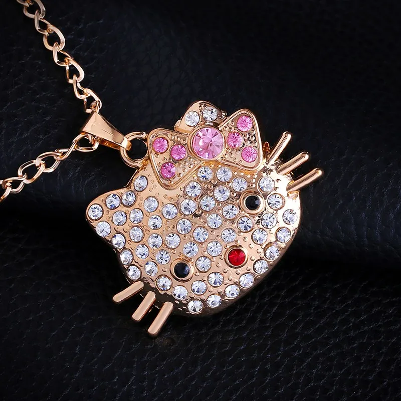 Изящное ювелирное изделие Hello Kitty серебряная цепочка ожерелье с длинным горным