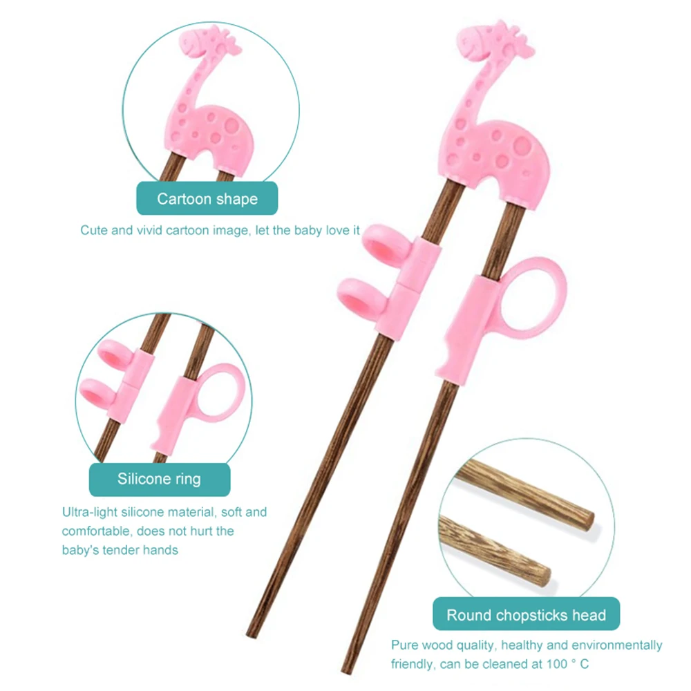 1 пара детские учебные палочки для еды деревянные силиконовые Обучающие многоразовые палочки для еды мультфильм упражнения тренировочные палочки для еды