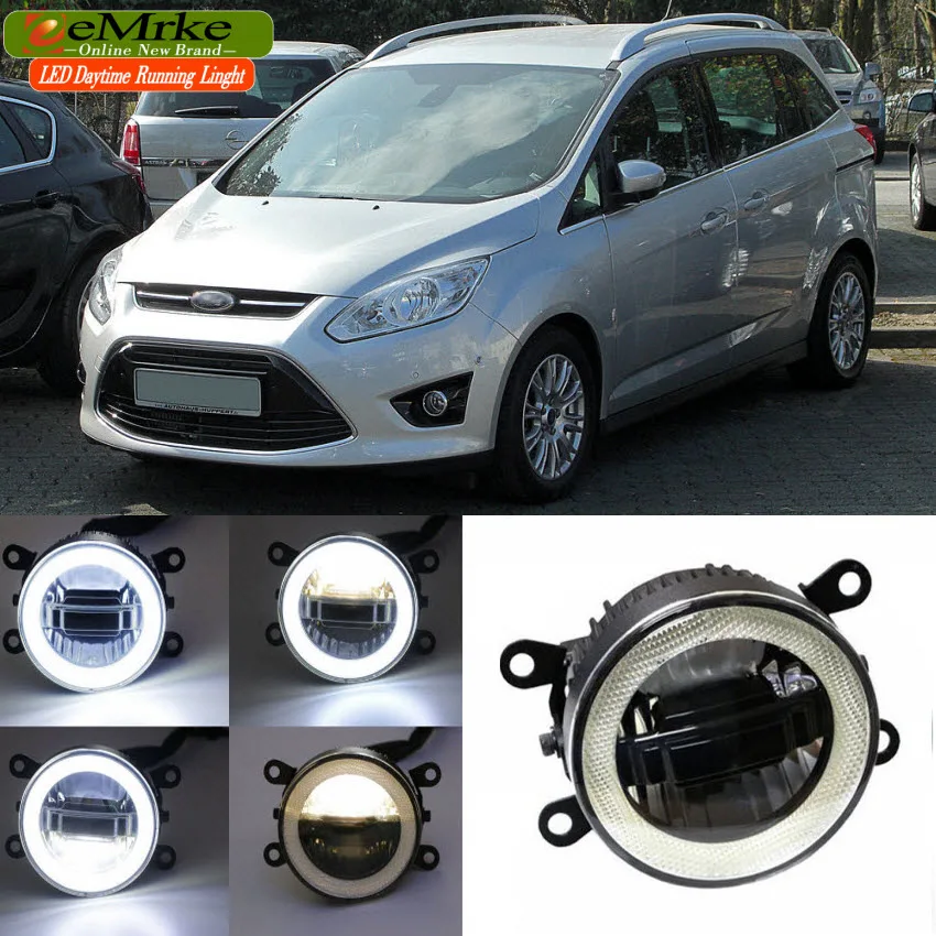 EeMrke для Ford C-Max 2010- 3 в 1 светодиодный противотуманный фонарь DRL Angel Eye автомобильный Стайлинг высокой мощности дневные ходовые огни аксессуар