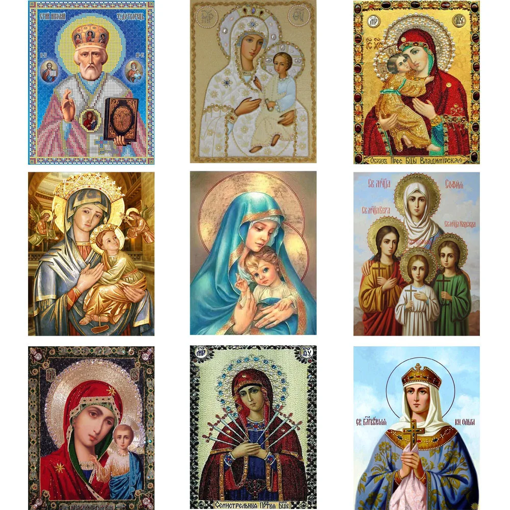 

Religious DIY diamond painting icon Partial Round dirll inlaid 5D diamond embroidery religion fashion cross stitch home