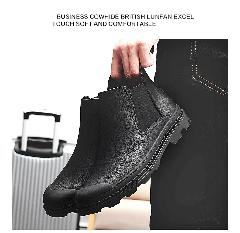 Г., размеры 38-44, ботинки челси Мужская зимняя обувь черные ботинки мужская обувь теплые плюшевые зимние ботинки на меху для мужчин