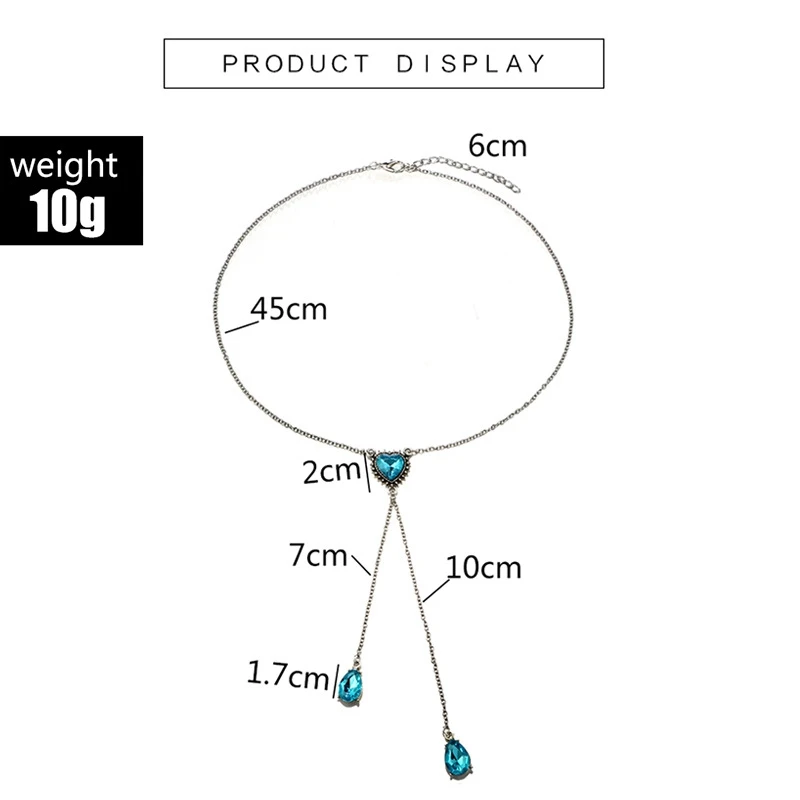 SHUANGR Кристальное ожерелье с подвеской в виде сердца, роскошное колье синего цвета для женщин, темпераментный воротник, ожерелье mujer