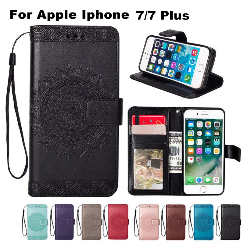Flip Cover Case for Iphone 7 7 Plus PU Leather Totem printing Phone