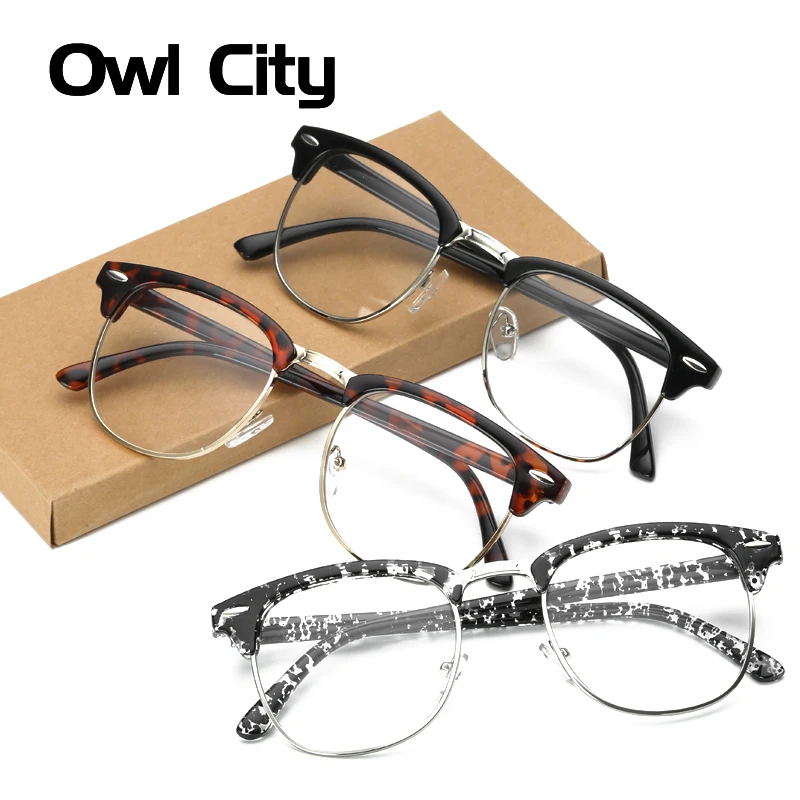 

Vintage Style Clear Lens Semi Rimless Eyeglass frames Plain Glasses Men Retro Women Eyeglasses Optical Frame