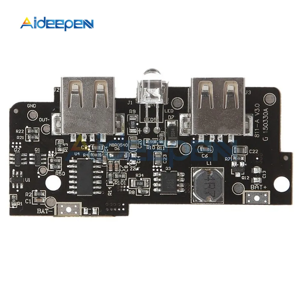 

5V 2A Power Bank Charger Module Step Up Boost Power Supply Charging PCB Circuit Board DIY Dual USB Output LED Powerbank