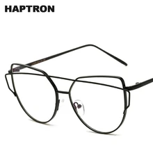 HAPTRON Роскошные Брендовые женские очки кошачий глаз очки женские оптические прозрачные очки черные золотые очки с оправой из сплава оправа Gafas okulary