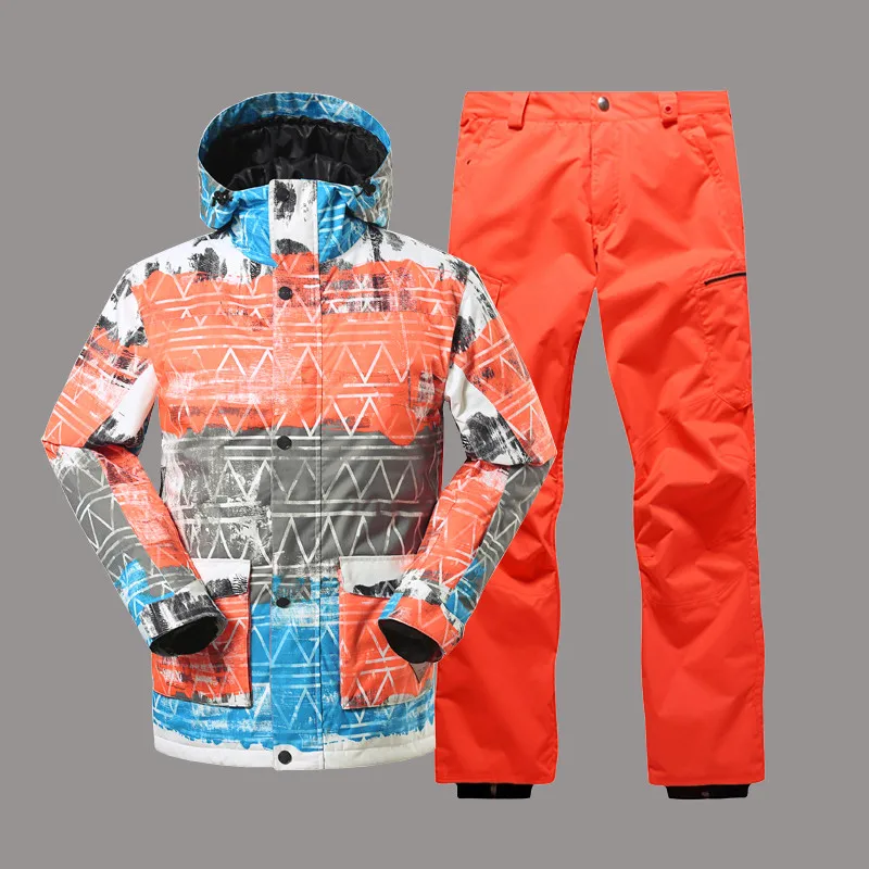Мужской лыжный костюм GSOU Снег ветрозащитный водонепроницаемый спорт на открытом воздухе одежда лыжная куртка сноуборд куртка брюки супер теплый зимний костюм