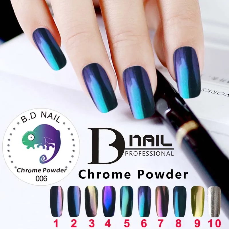 10pcs Lot Mirror Nail Chrome Magic Powder 2 Brushes Art 10pcs Lot Mirror Nail Chrome Magic Powder 2 Brushes Art Pigment Gloss Polish Mermaid Vtirka In Treatments From Beauty