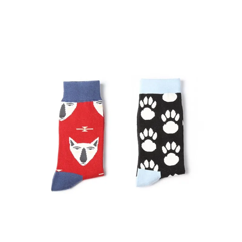 CRAZY FLY Cool Men Happy Socks Fashion Animal Dog Pattern Cartoon Long Ankle Art Socks Harajuku Women Cotton Funny Socks 2019