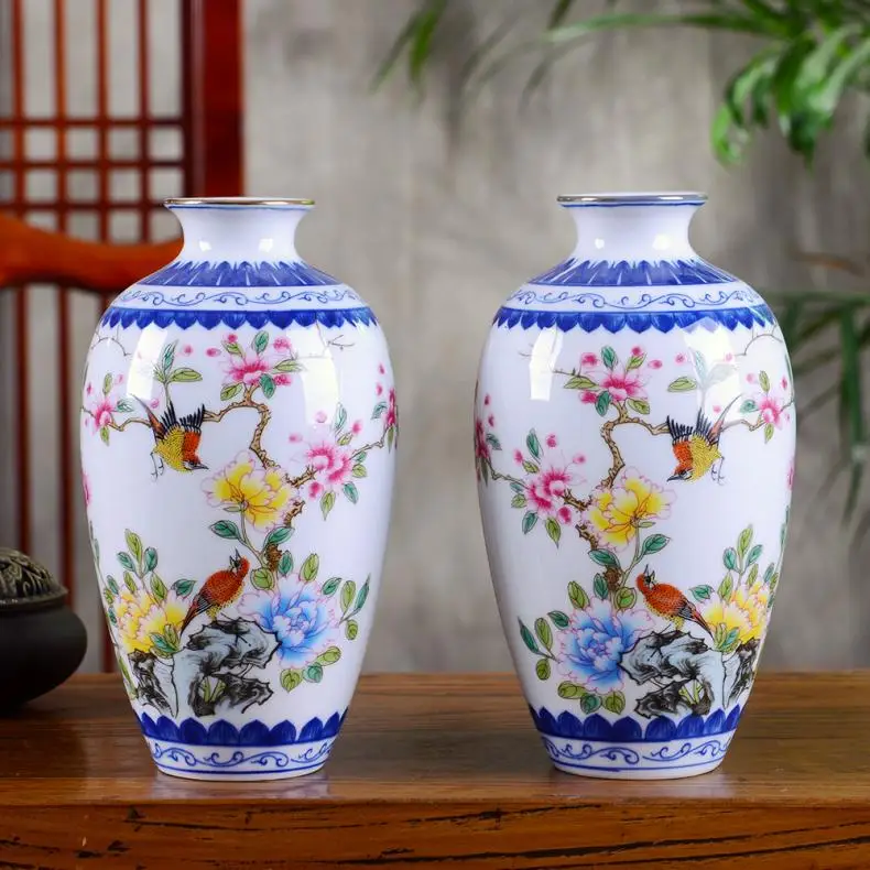 Синий и белый Антик Керамика ваза цветы и Товары для птиц Вышивка Крестом Картины Hat покрытые jar орнамент творческий подарок