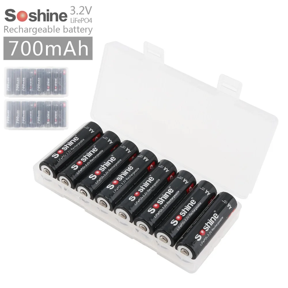 

Soshine 16Pcs 3.2V 700mAh 14500 LiFePO4 Rechargeable AA Battery + Portable Battery Box for LED Flashlights / Headlamps