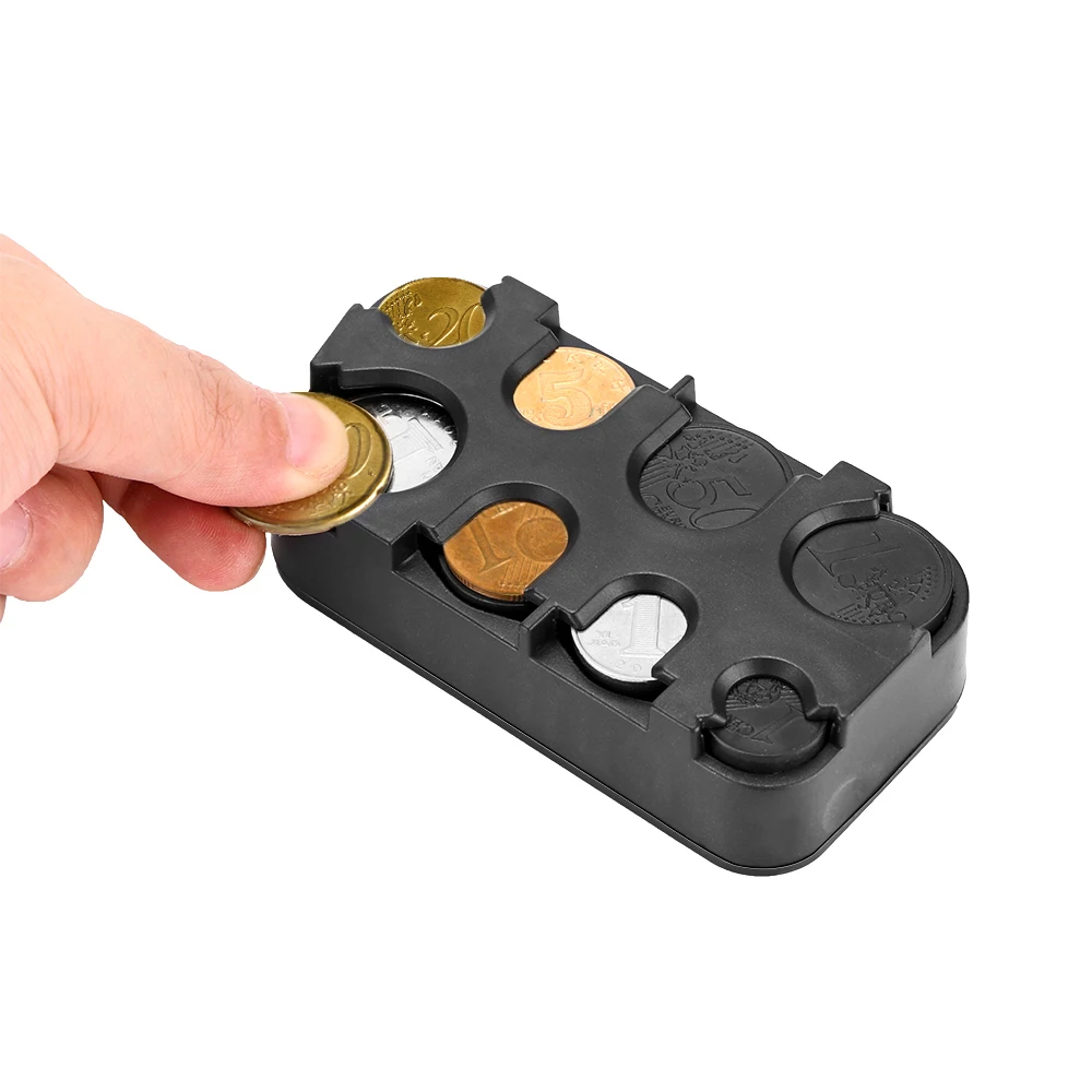 

Car Coin Organizer Case Loose Change Money Storage Box Black Plastics Container Money Coin Holders Organizer moeda 8 Grid