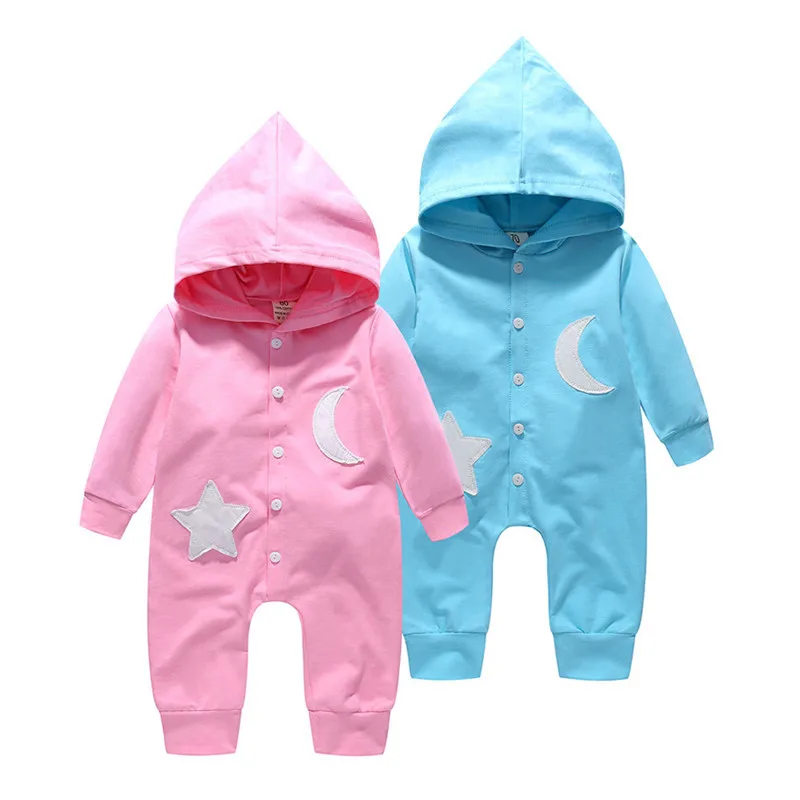 

Overalls for children Star And Moon Hooded Full Sleeve Geometric Romper Jumpsuit Outfits winter baby clothes overalls children