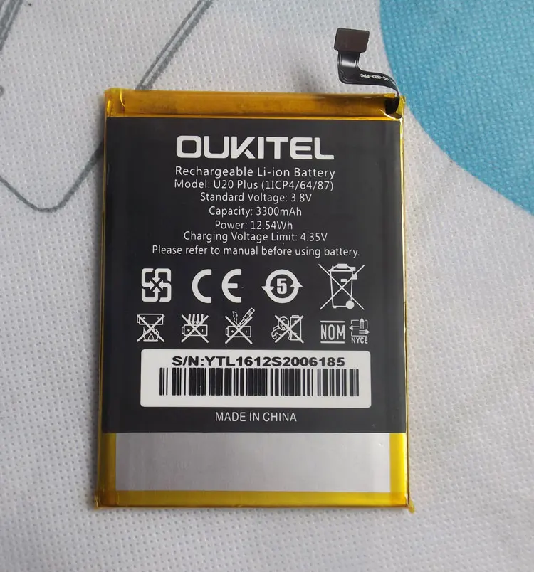 Oukitel U20 плюс Батарея 3300 мАч Новая замена аксессуар аккумуляторов для сотовый