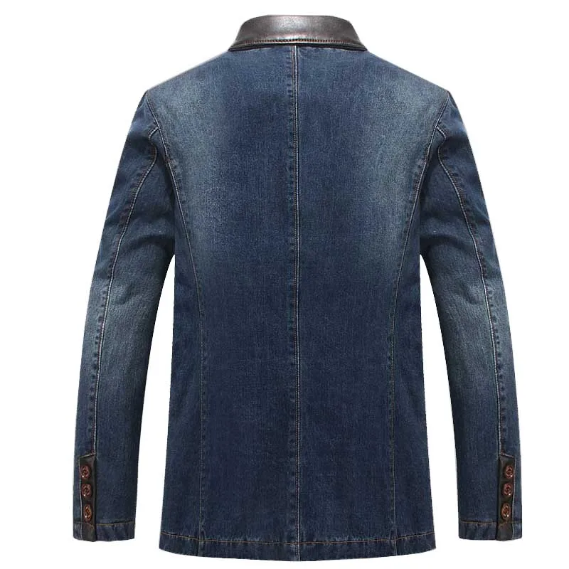 Новая модная брендовая одежда, джинсовая куртка, мужской Джинсовый блейзер, пиджак, хлопковый синий пиджак, винтажное пальто, куртка, большой размер M-4XL