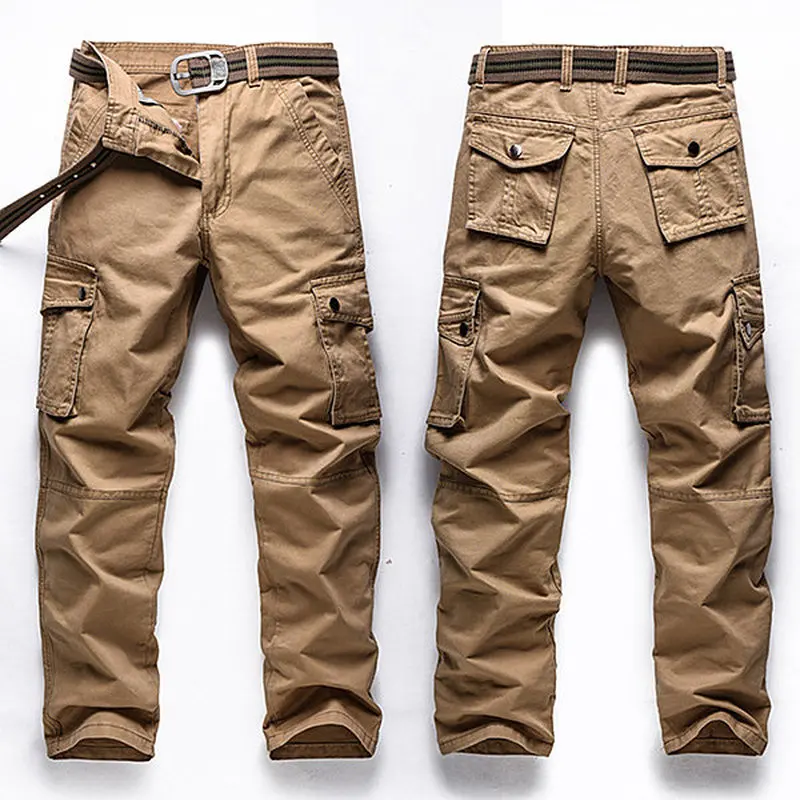Large Size 30 48 Hot Multi Pocket Mens Military Cargo Pants Solid Khaki ...