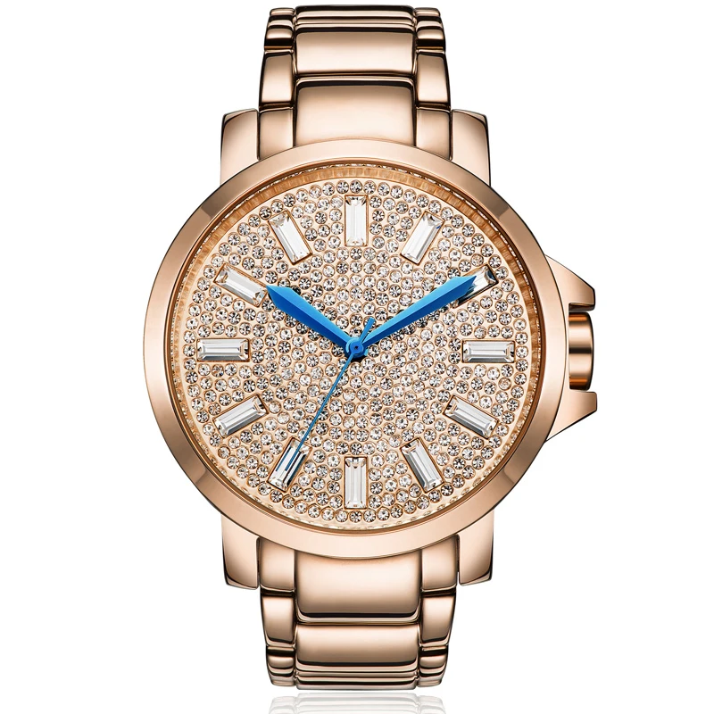 

Rose Gold Full Diamond Watch Female Luxury Quartz Watch Woman Big Dial Fashion Watches Top Brand Ladies Waterproof Clock Steel