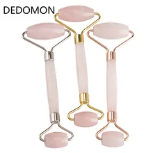 Натуральный розовый кварц для массажа лица Кристалл Камень для тела нефритовый массажер роликовый уход за кожей ролик для удаления морщин инструмент для красоты