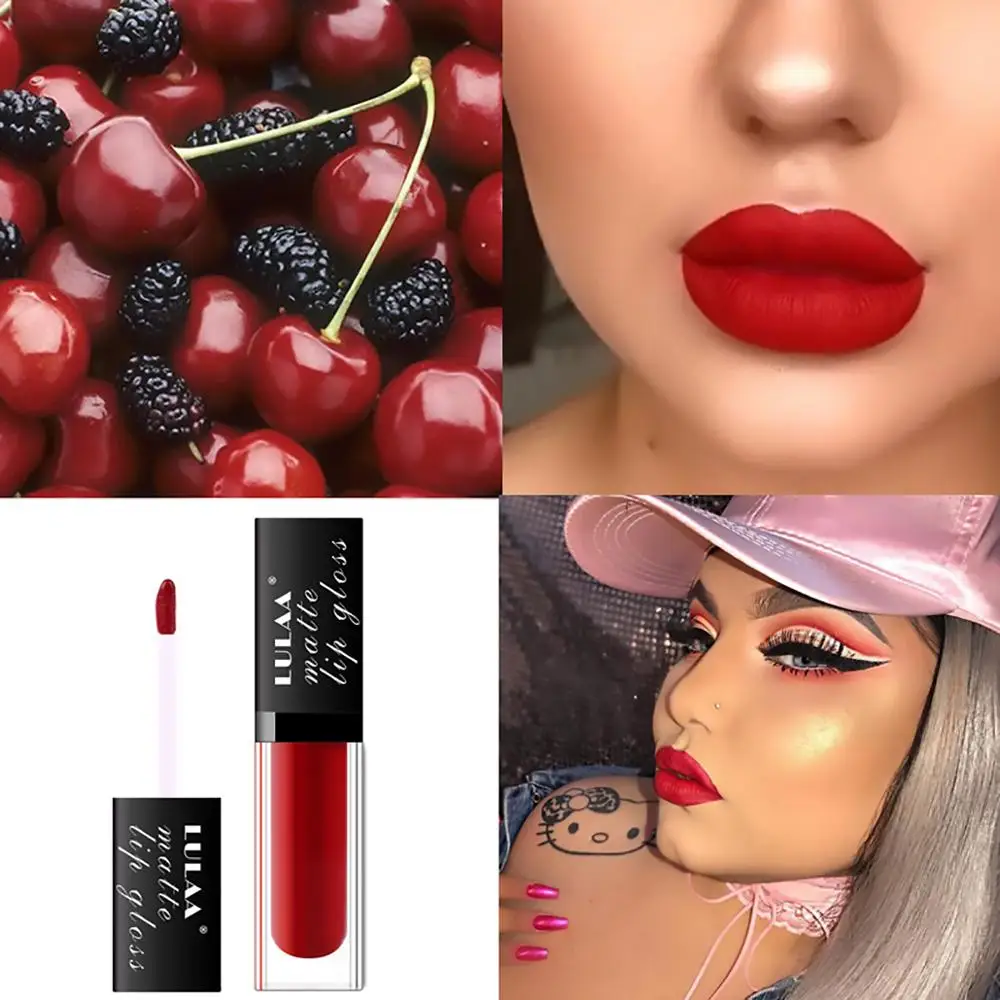 Matte Lipgloss Sexy Liquid Lipstick Long Lasting Waterproof Lip Glaze Cosmetic Beauty Keep 24 Hours Makeup lipgloss Red Lips