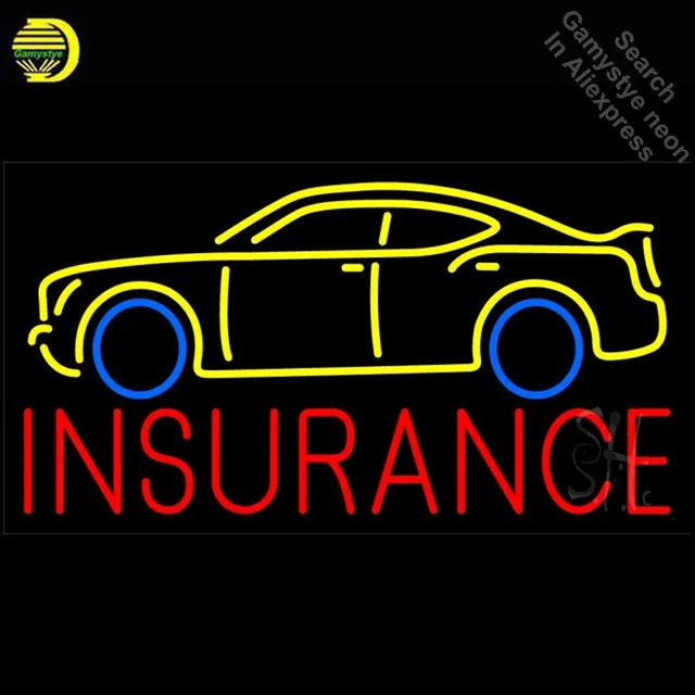 NEON SIGN For Red Insurance Yellow Car neon Light Sign Advertise Window Hotel Neon signs for sale neon lights for sale Lamps
