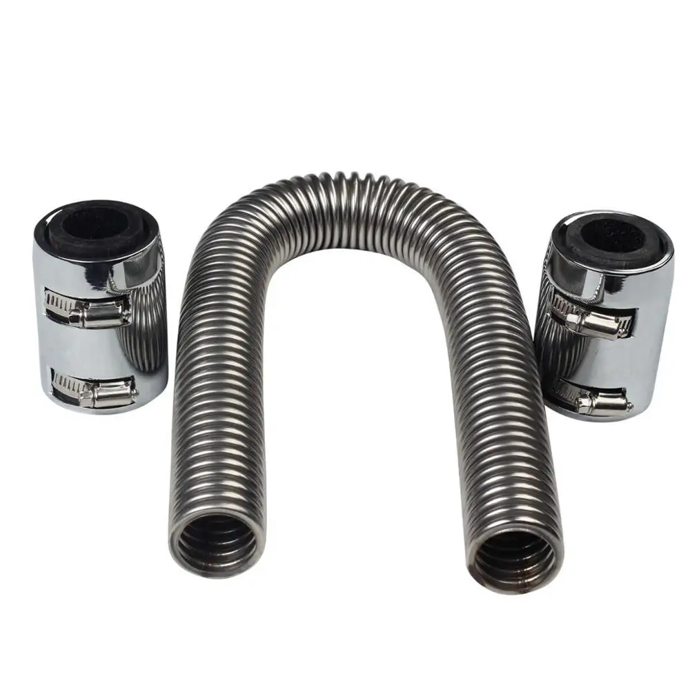 

24" Flexible Upper / Lower Radiator Hose Kit & Stainless Steel w/ Chrome Caps V8