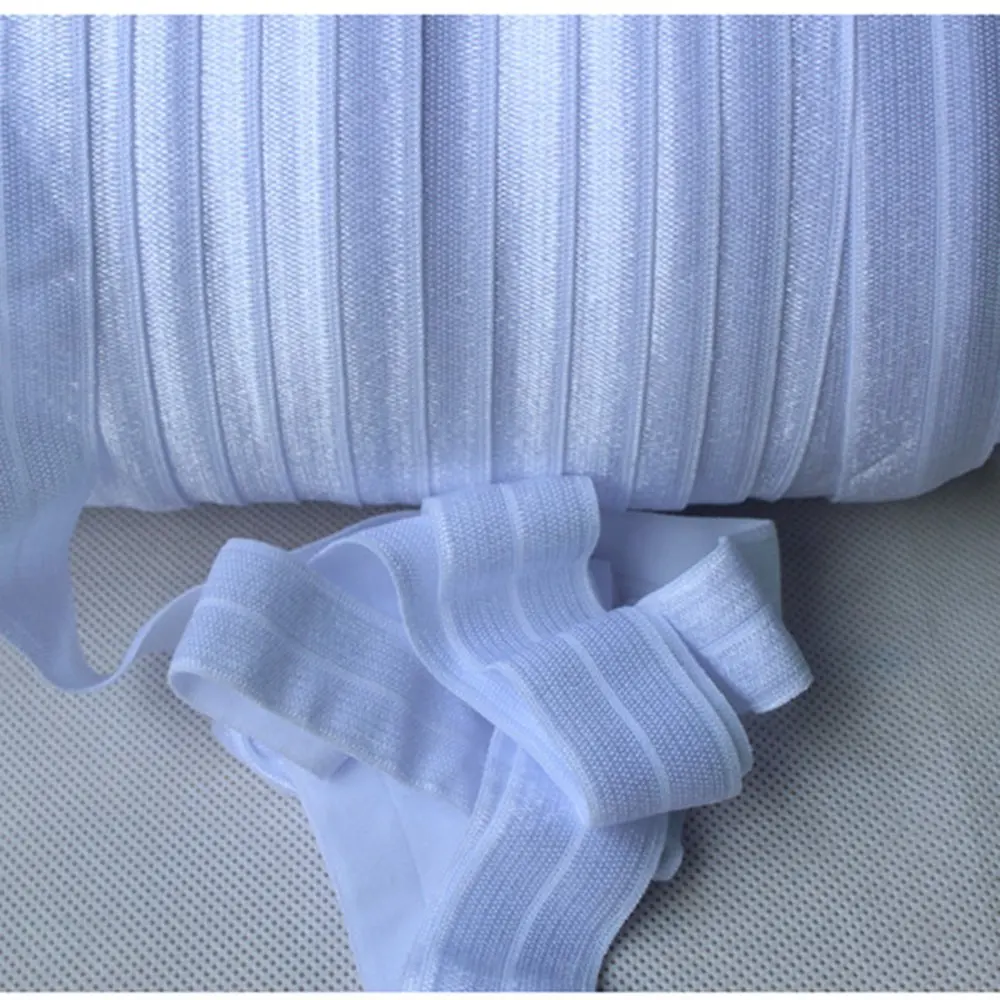 

25mm 1" 10 50 100Yards Solid Color 029 White FOE Fold Over Elastic Ribbon
