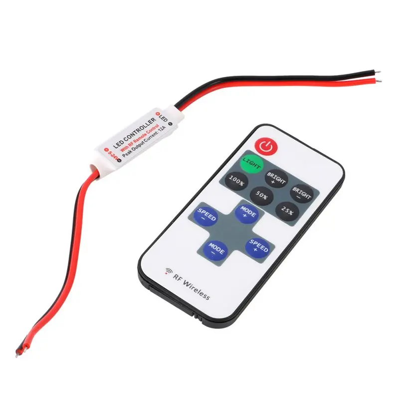 

DC 5~24V Led Remote Controller Dimmer with Remote Control RF Wireless RF11 key F controller Mini In-line LED Light