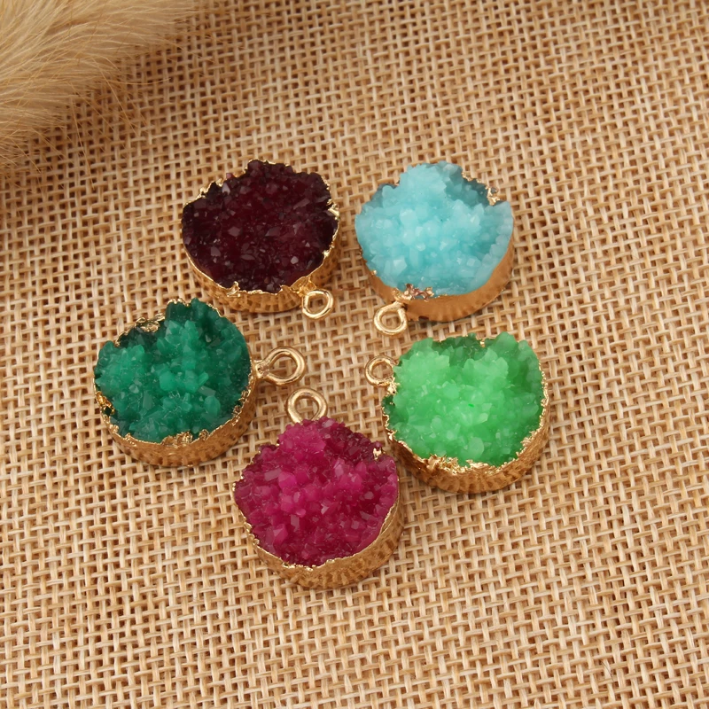 

2pcs 18mm Round Scales Resin Stone Charms Earrings Drop Finding Pendant Necklace Diy Making Fake Druzy Accessories Jewelry F7