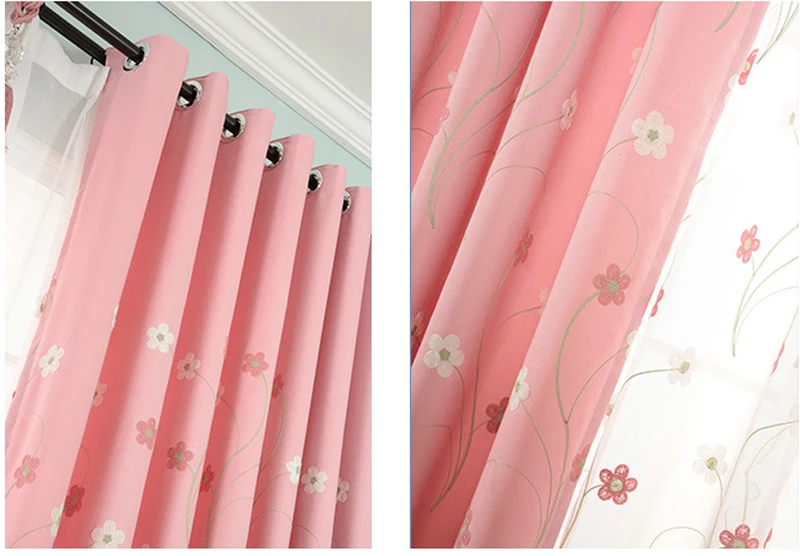 Пасторальный розовый оттенок ткань драпировка белые тюлевые шторы настроить для шторы в детскую девочек P188D2