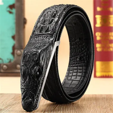 Men/'s Belt Crocodile Pattern Genuine Leather Belt Business Casual Crocodile Belt