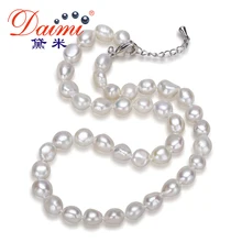 Daimi 100% Natural Pearl Choker Necklace Big White Freshwater Fashion Pearl Necklace Women Wedding Jewelry Accessories NFP153