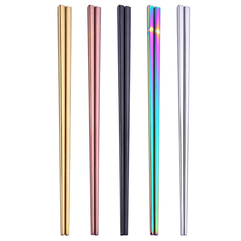 

1 Pair 304 Stainless Steel Eating Chopsticks Colorful Metal Chinese Style Chop Sticks Fansy Color Kitchen Tableware drop ship