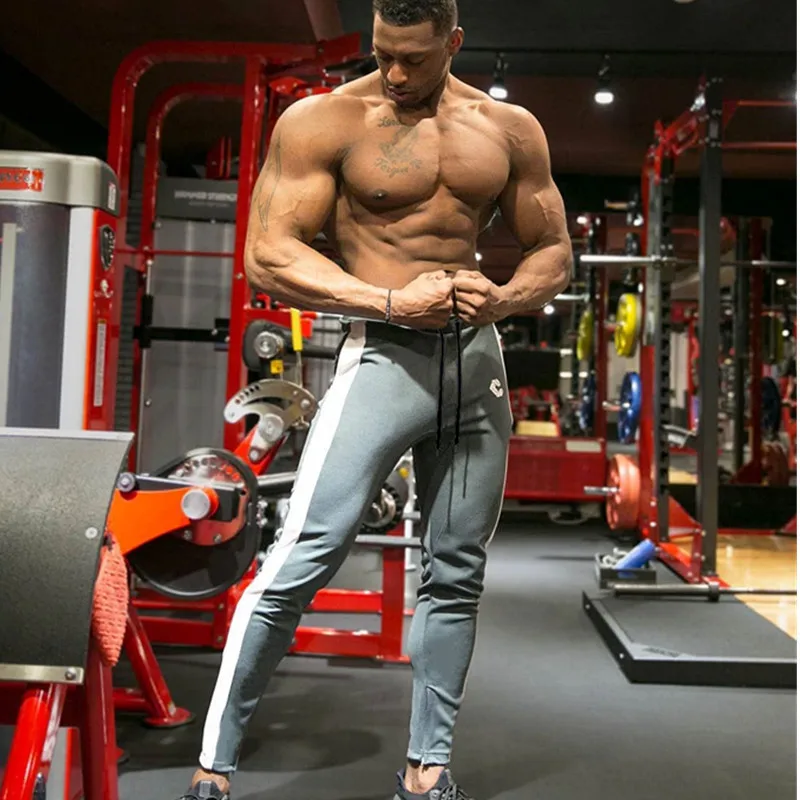 

GYMPXINRA Nwe Cotton Men full sportswear Pants Casual Elastic Mens Fitness Workout Pants skinny Sweatpants Trousers Jogger Pants