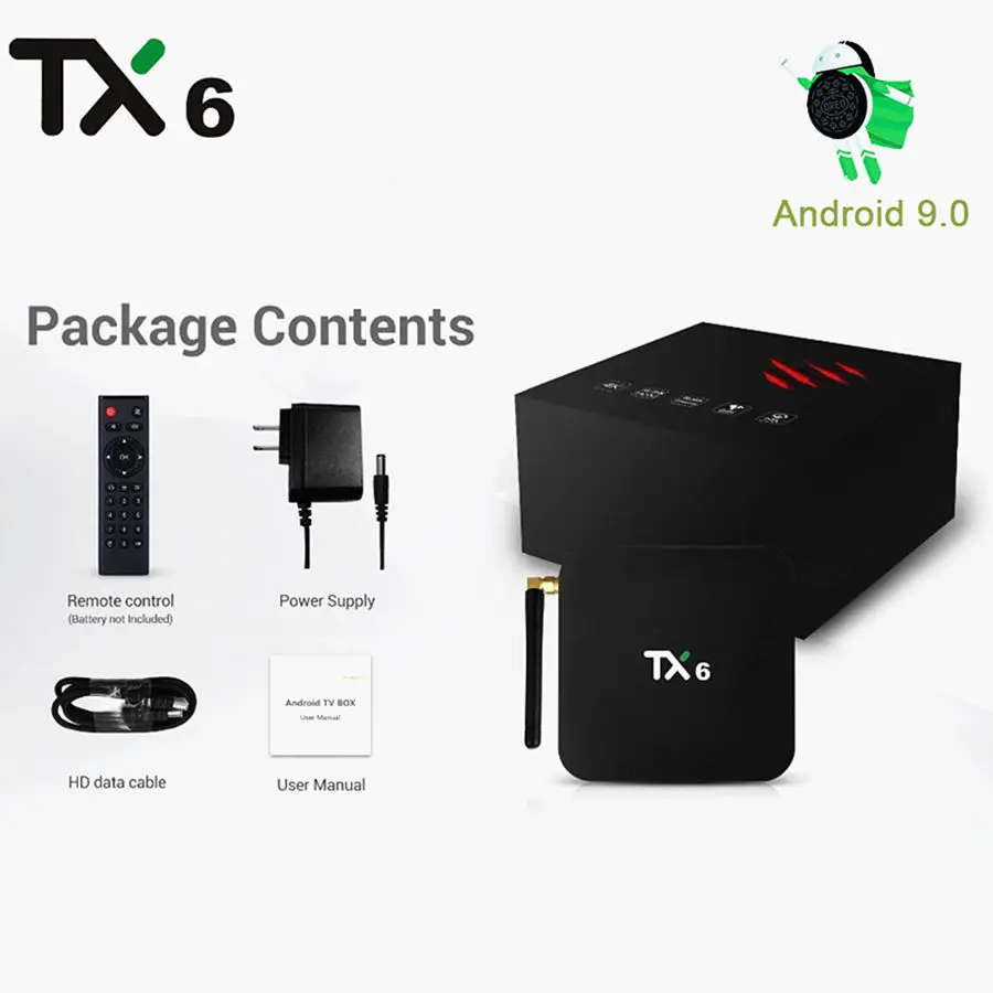 Smart box tv Android 9,0 tv Box 4k tv потоковое видео устройство TX6 4 Гб 64 Гб Allwinner H6 Ultra HD 2,4G/5G wifi BT5.0 Netflix телеприставка