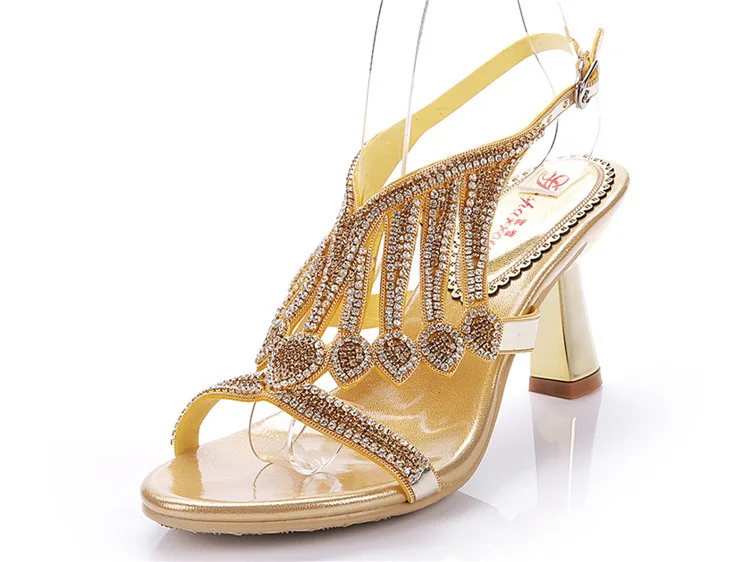 2016 Summer Gold Hot Sale Sexy Elegant Womens Shoes Leatherette Stiletto Heel Thick Heels Sandals Free Shipping Cheap From China15