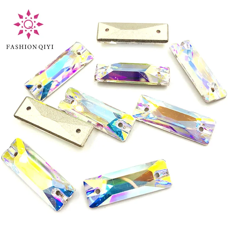 

Straight strip Hand-sewn rhinestones High quality Flat bottom double hole AB color sew on rhinestones DIY Clothing & Accessories