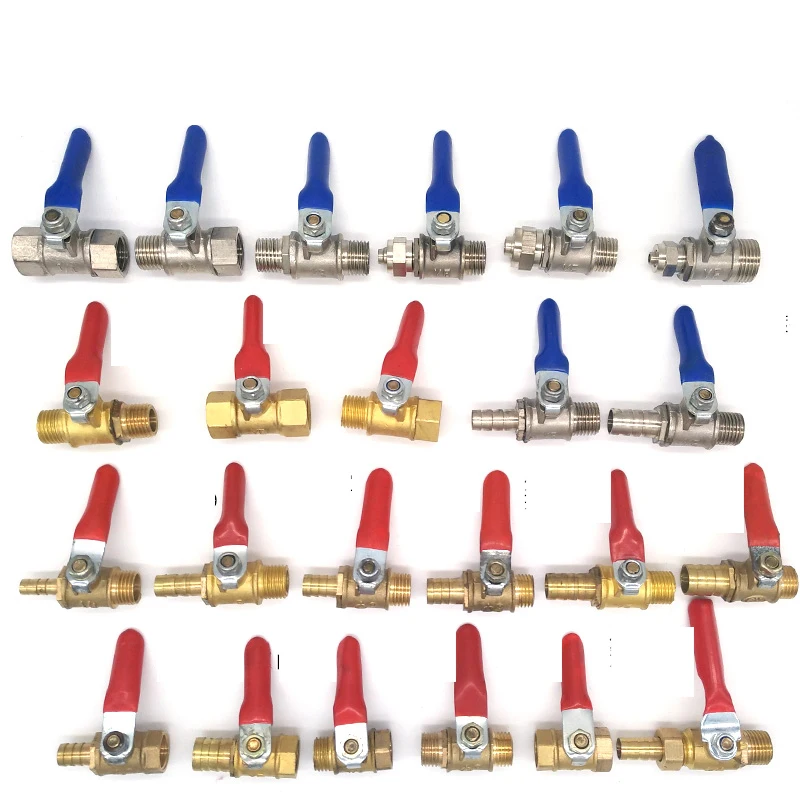 

low price Pure copper 1/4 DN8 red handle small ball valve female/male/male to female type gas pipe valve