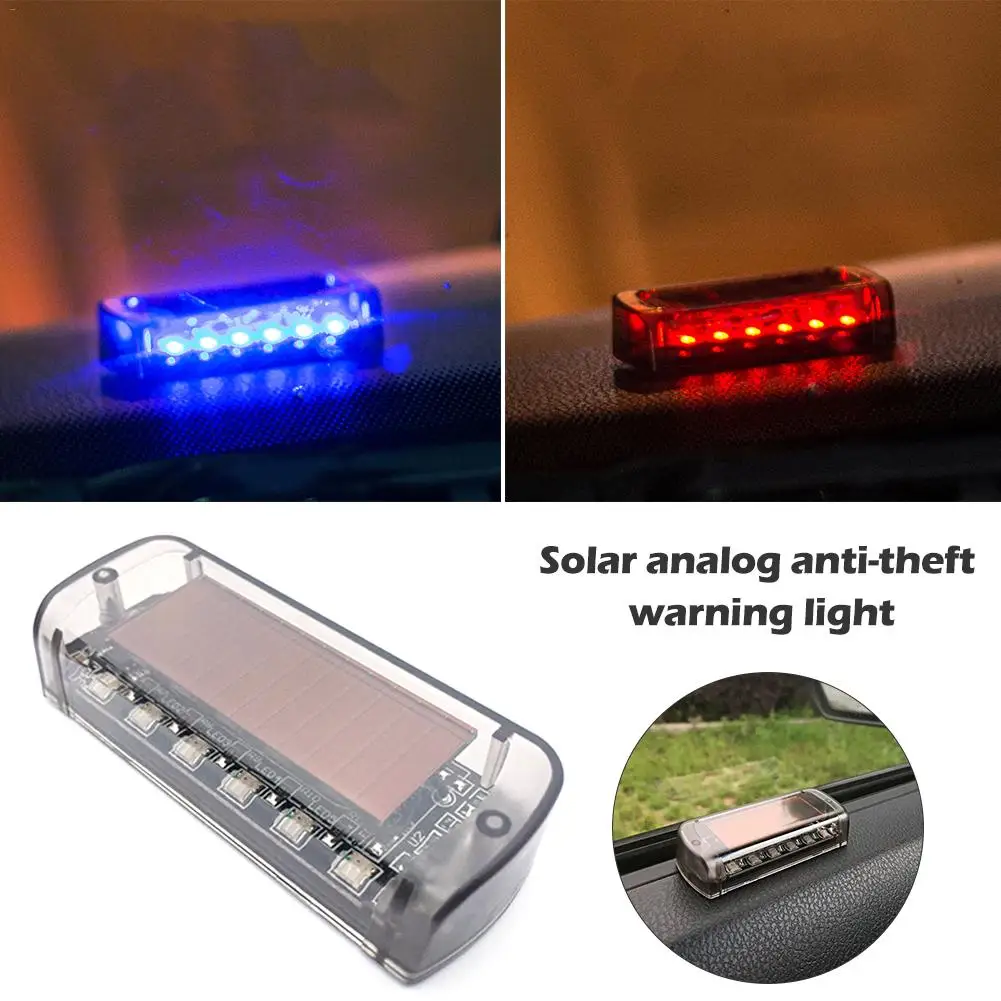 

New 6 LEDs Car Alarm Warning Strobe Light Solar Power Simulated Anti-Theft Flashing Security Light Signal Light