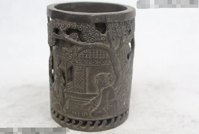 

wholesale factory 4"Chinese Folk Pure Bronze excellent Lucky Lifelike play chess brush pot