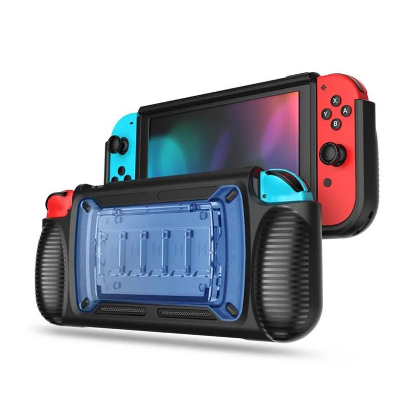 Удобный чехол для nintendo Switch TPU PC ручной эргономичный мягкий рукоятки для переключателя с 7 игровыми слотами Playstand